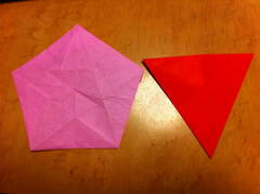 正三角形、正五角形を折る